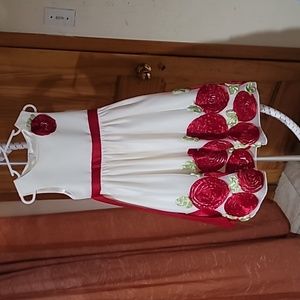 American Princess White & Red Special Occasion Dress, Size 6X.